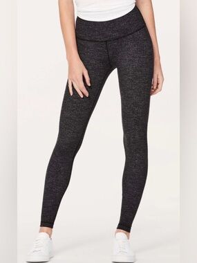 Lululemon Wunder Under High Rise Tights 28” Variegated Knit Brushed black 8